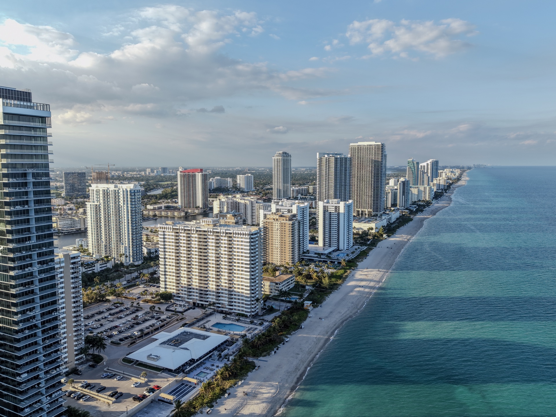 Aerial view of Miami coastline